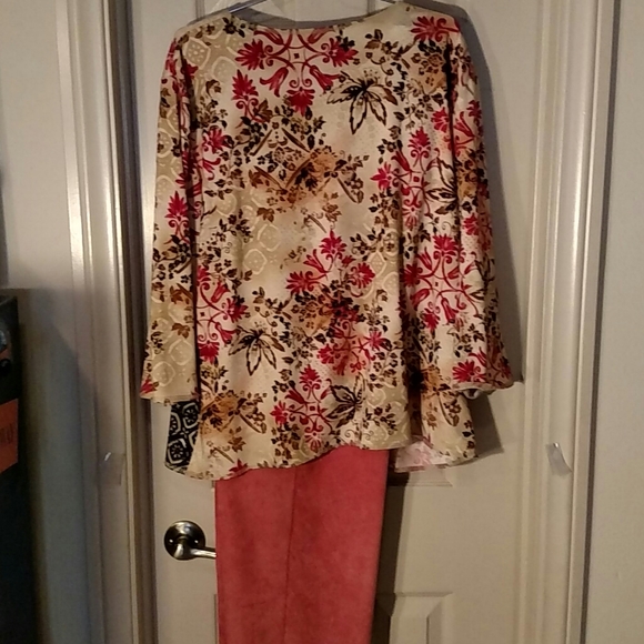 Alfred Dunner 2 piece set XL blouse size 14 salmon - Picture 3 of 5